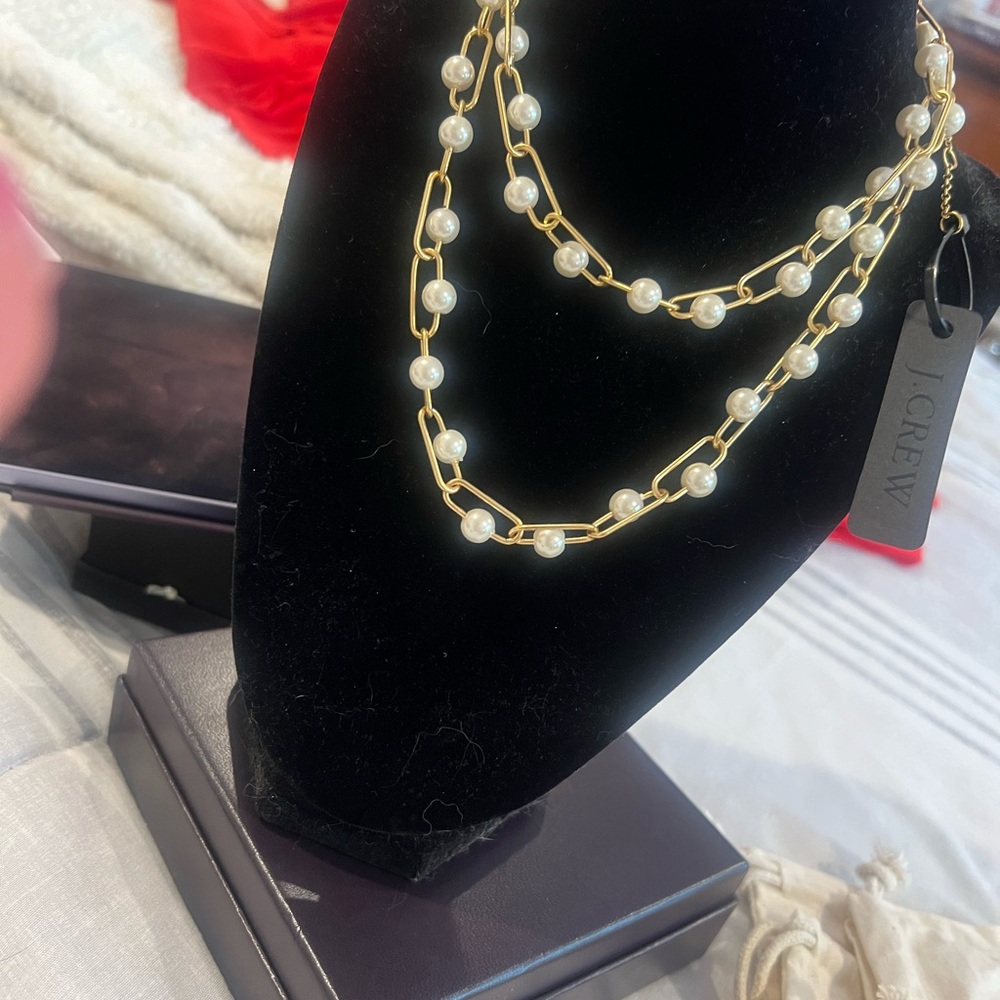 J CREW  PEARL GOLD TONE NECKLACE NWT